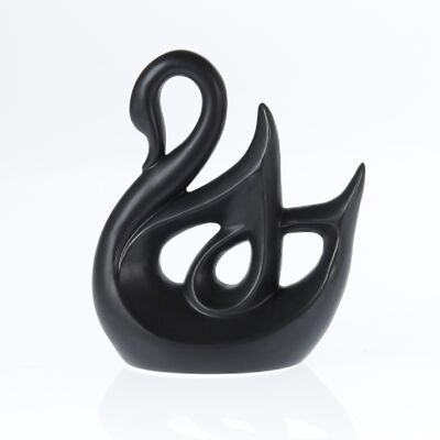 Cisne de cerámica para pararse, 16,5 x 7 x 18,5 cm, negro mate, 770814