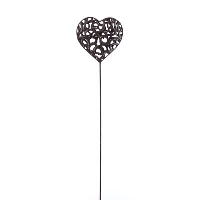 Metal plug heart, 12 x 3 x 80 cm, dark brown, 770579