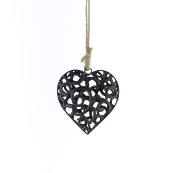 Cintre en métal coeur sur cordon, 12 x 2,7 x 26 cm, marron foncé, 770166 1