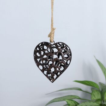 Cintre en métal coeur sur cordon, 12 x 2,7 x 26 cm, marron foncé, 770166 2