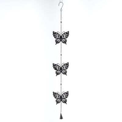 Metal hanger butterfly 3 pieces, 12 x 3 x 84 cm, dark brown, 770111