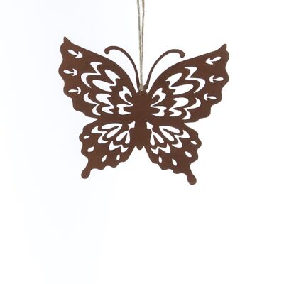 Metal hanger butterfly, 16 x 0.3 x 20 cm, rust-colored, 770043