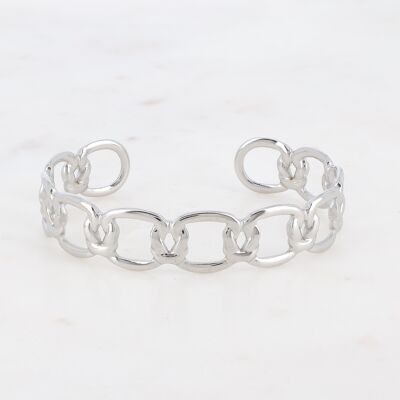 Rhodium bangle - openwork mesh effect