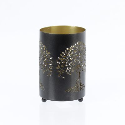 Metal lantern tree design, Ø 8.5 x 13cm, black/gold, 769924