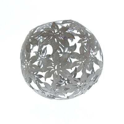 Metall-Kugel Blumendesign, Ø 18,5 x 18,5 cm, grau, 769870