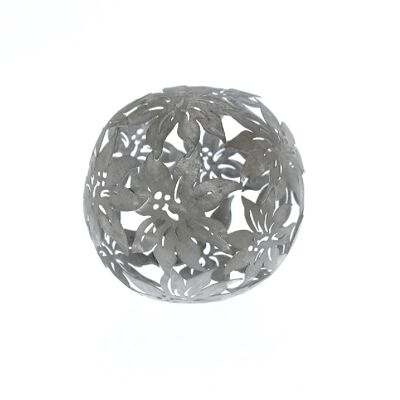 Metal ball flower design, Ø 14 x 14 cm, grey, 769856