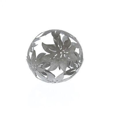 Diseño de flor de bola de metal, Ø 10 x 10 cm, gris, 769832