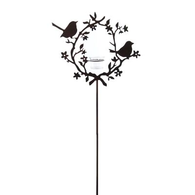 Uccello lanterna con spina in metallo, 30 x 7 x 92 cm, marrone scuro, 769788