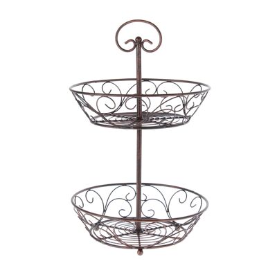 Metal etagere 2 basket levels, Ø 28 x 45.5 cm, dark brown, 769719