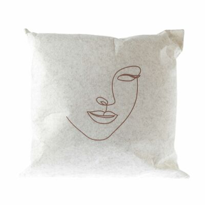 Felt pillow with face, 40 x 11 x 40 cm, beige, 769603