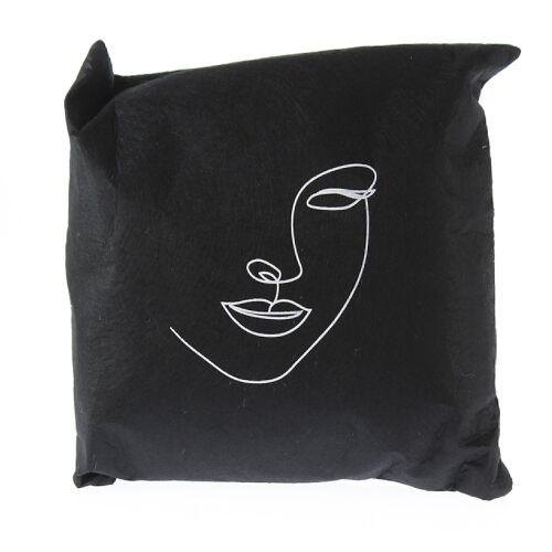 Filz-Kissen mit Gesicht, 40 x 11 x 40 cm, schwarz, 769597