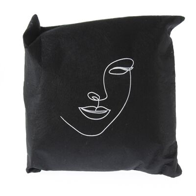 Cuscino in feltro con viso, 40 x 11 x 40 cm, nero, 769597