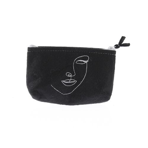 Filz-Tasche mit Verschluss, 14 x 4 x 9 cm, schwarz, 769436