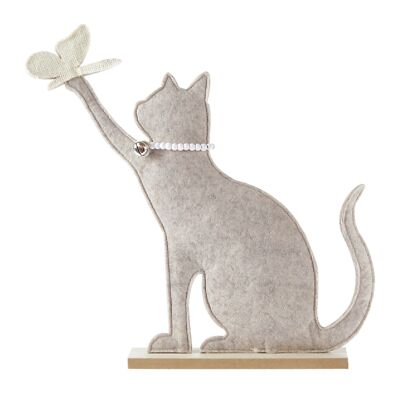 Felt cat playing with chain, 24 x 5 x 40 cm, beige, 769320