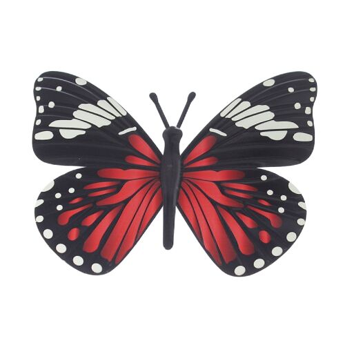 Metall-Wanddekor Schmetterling, 38 x 1,5 x 31 cm, schwarz/rot, 769221