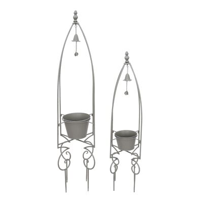 Set di 2 vasi da fiori in metallo, Ø30x104cm/Ø36x130 cm, grigio, 768866