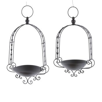 Lot de 2 bains d'oiseaux en métal Roma, H : 47 cm, 57 cm, marron, 768620 1