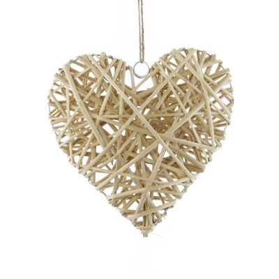 Rattan hanger heart large, 30 x 4 x 30 cm, natural color, 768446