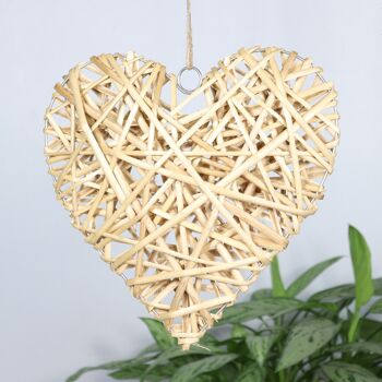 Cintre en rotin coeur grand, 30 x 4 x 30 cm, couleur naturelle, 768446 2