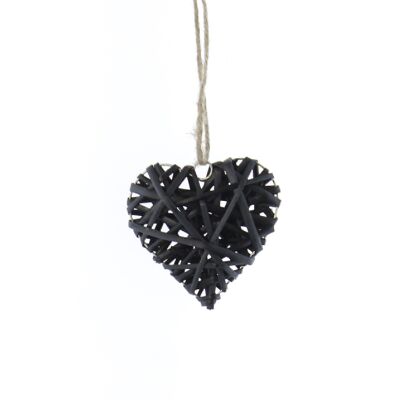 Percha de ratán corazón, 10 x 2 x 10 cm, negro, 768309