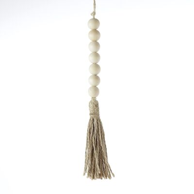 Wooden chain hanger with tassel, 31 x 1 x 1 cm, natural color, 768163