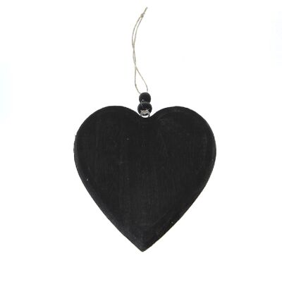 Wooden hanger heart, 15 x 2 x 15 cm, black, 767999