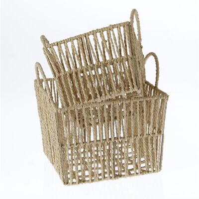 Juego de 2 cestas de metal cuadradas, 23x23x23/18x18x20 cm, natural, 767449