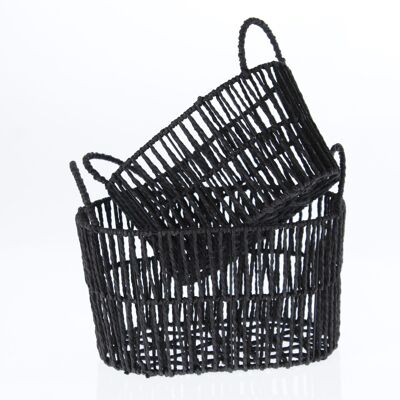 Metal basket set of 2 oval, L: 25.5 cm, 30.5 cm, black, 767388