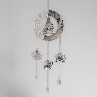 Metall-Hänger Buddha 3D, 18 x 3 x 80 cm, silber, 766985
