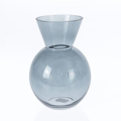 Glass ball vase with rim, 16 x 16 x 22.5 cm, black, 766763