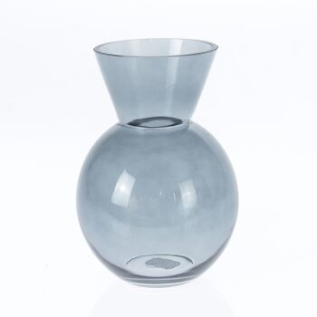 Vase boule en verre avec rebord, 16 x 16 x 22,5 cm, noir, 766763 1