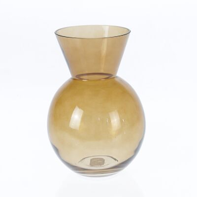 Vase boule en verre avec rebord, 16 x 16 x 22,5 cm, ambre, 766756