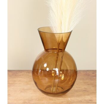 Vase boule en verre avec rebord, 16 x 16 x 22,5 cm, ambre, 766756 2