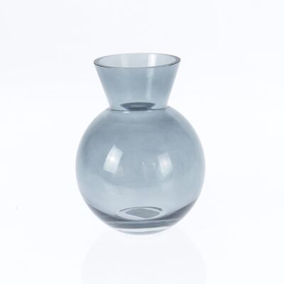 Vase boule en verre avec rebord, 13,5 x 13,5 x 17 cm, noir, 766749