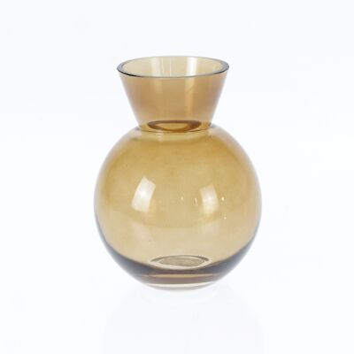 Glass ball vase with rim, 13.5 x 13.5 x 17 cm, amber, 766732