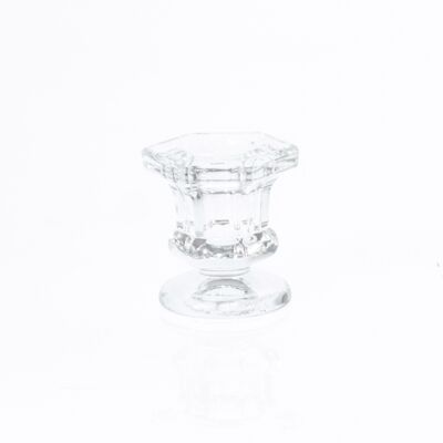 Glass candle holder, 4.5 x 4.5 x 6 cm, clear, 766701