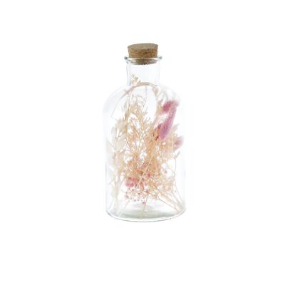 Glass bottle with floral decoration, 10 x 10 x 20 cm, clear, 766695