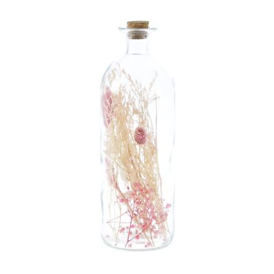 Bottiglia in vetro con decorazione floreale, 9 x 9 x 27 cm, trasparente, 766688