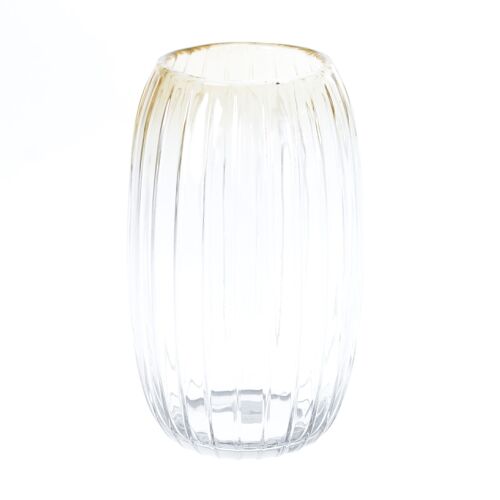 Glas-Vase mit Rillen, 15 x 15 x 25 cm, amber, 766626