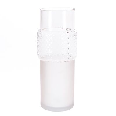 Glass vase tall, 13 x 13 x 33.5 cm, pink, 766565