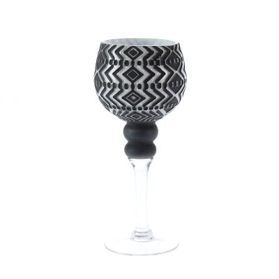 Glass goblet on foot, Ø 10 x 30 cm, black, 766527