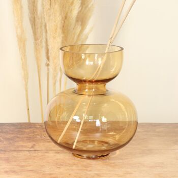 Vase en verre abstrait, Ø 23 x 25 cm, ambre, 766497 2