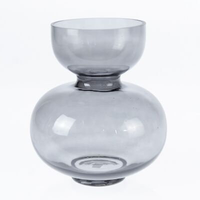 Glass vase abstract, Ø 23 x 25 cm, black, 766473
