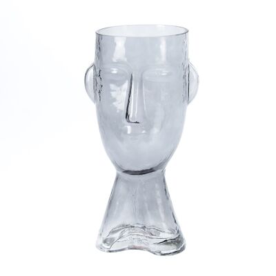 Glas-Vase mit Gesicht, 13,5 x 11 x 31,5 cm, schwarz, 766435