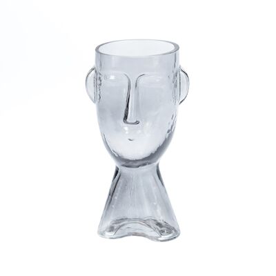 Glass vase with face, 10 x 9 x 23.5 cm, black, 766411