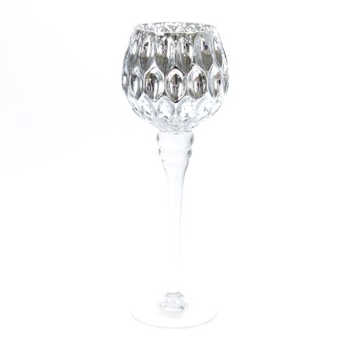 Glas-Kelch auf Fuß, Ø 10 x 30 cm, silber, 766398