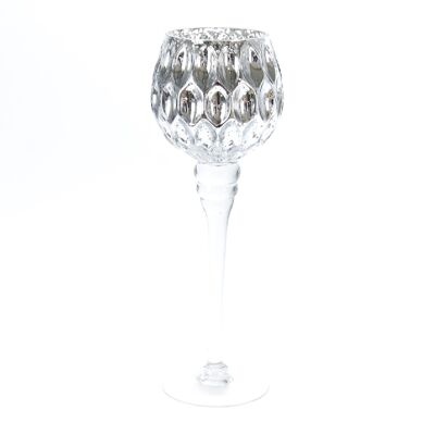 Glass goblet on foot, Ø 10 x 30 cm, silver, 766398