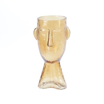 Vase en verre avec visage, 10 x 9 x 23,5 cm, marron, 766404 1