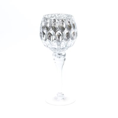 Copa de cristal con pie, Ø 10 x 25 cm, plata, 766374