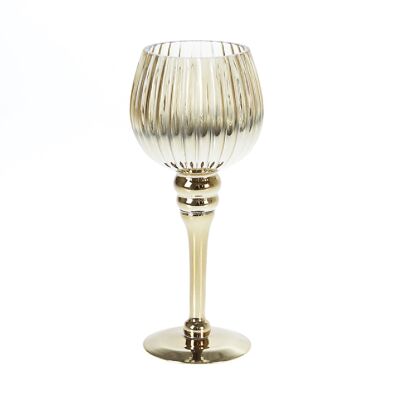 Glass goblet on foot, Ø 10 x 25 cm, gold, 766329